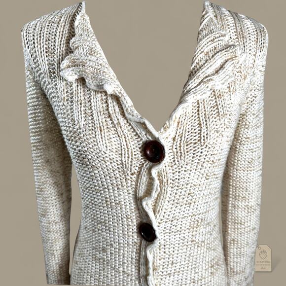 BCBGMAXAZRIA Cream Button Down Knit Sweater Cardigan - Picture 2 of 9